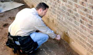 A picture of a home inspector performing an inspection in Louisville
